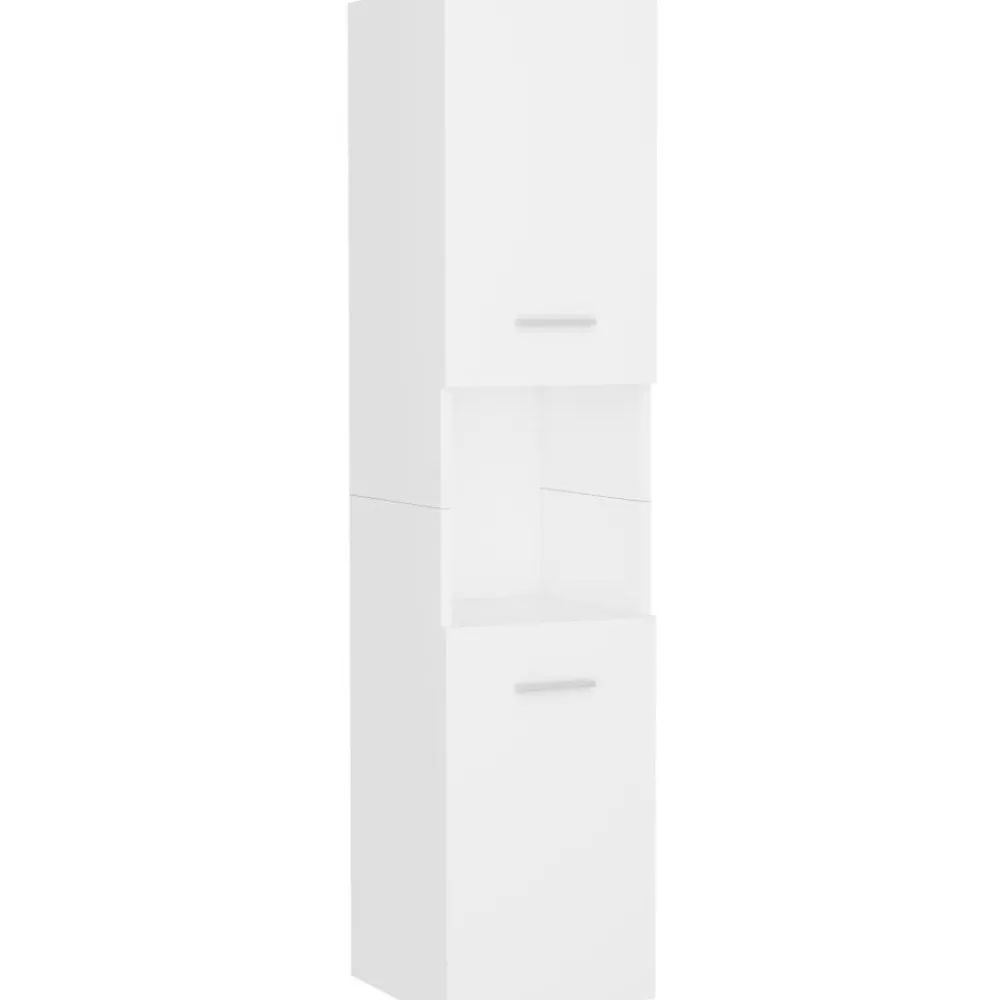 Kylpyhuonekaappi valkoinen 30x30x130 cm lastulevy*FinePRICE Best
