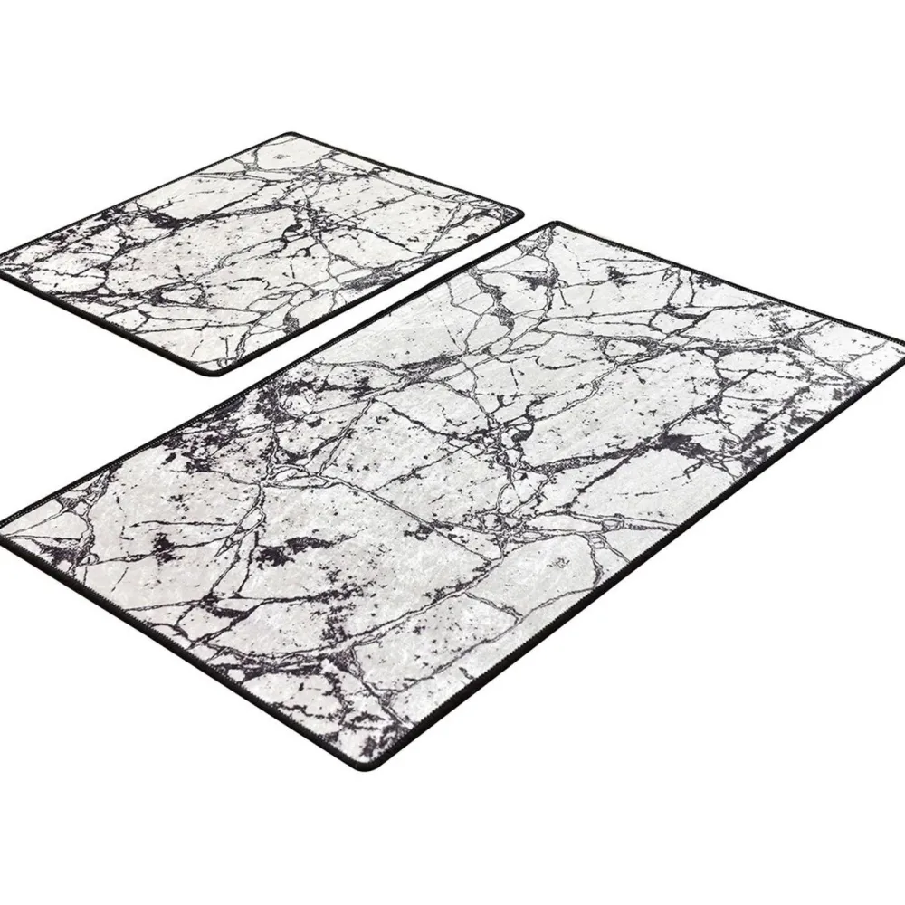 New Kylpyhuonemattosetti Marble, 2kpl, valkoinen Kylpyhuonetekstiilit