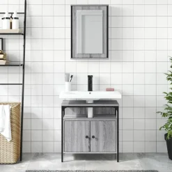 Outlet Kylpyhuoneryhmä allaskaapilla ja peilillä, tekninen puu, eri värejä (33730) Kylpyhuoneryhmät