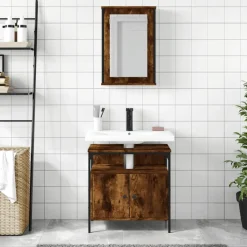 Outlet Kylpyhuoneryhmä allaskaapilla ja peilillä, tekninen puu, eri värejä (33730) Kylpyhuoneryhmät