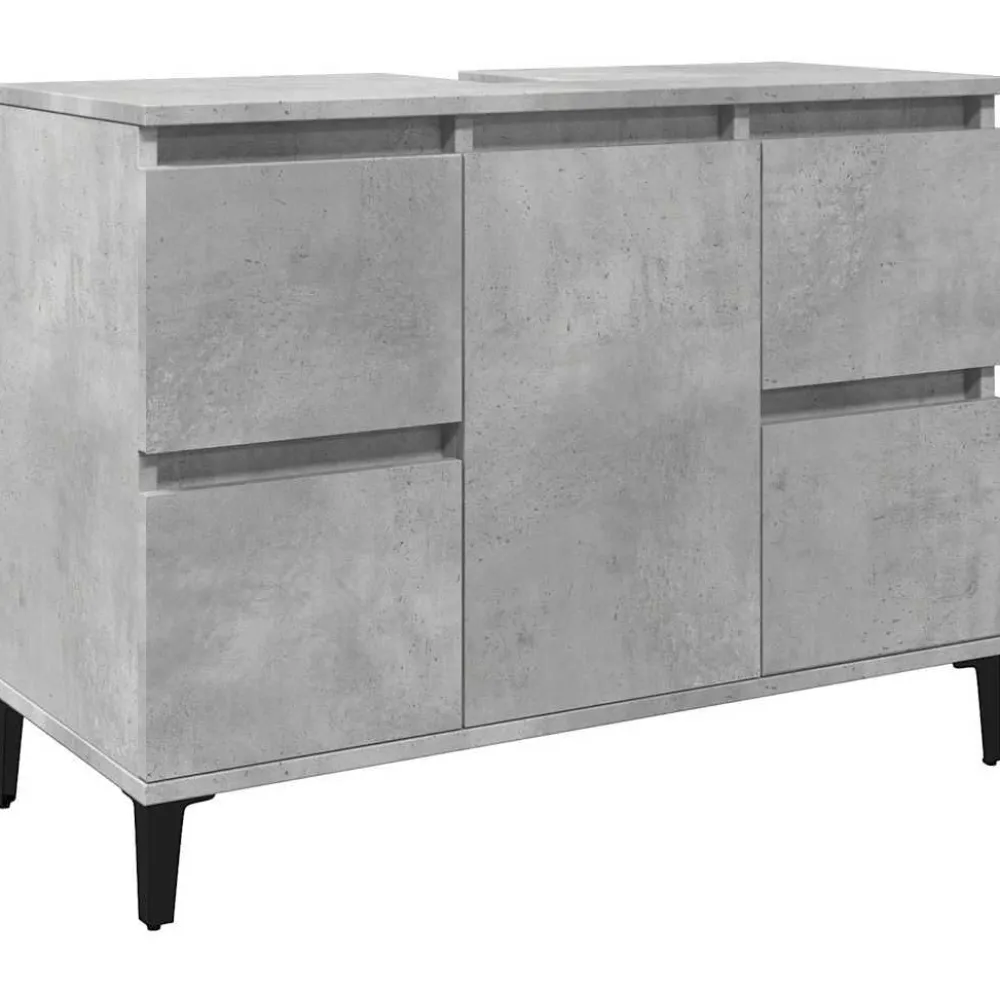 Hot Kylpyhuoneryhmä 3-osainen, sis. allaskaappi + sivukaapit, betoninharmaa tekninen puu (24950) Kylpyhuoneryhmät
