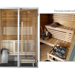 Kylpyhuonesauna Sirius Formula 1100x1140 mm eri materiaaleja*Harvia