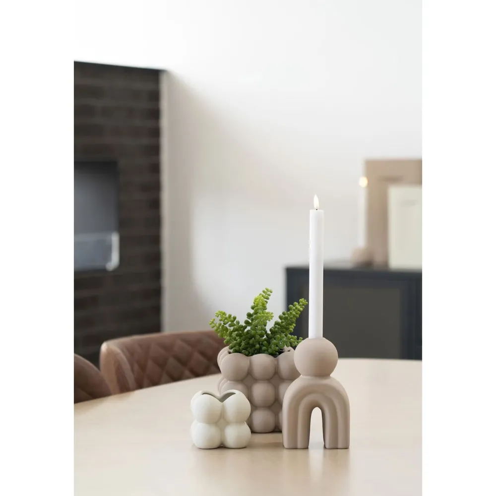 Kynttilänjalka , 10.5x6.5x17cm, keramiikka, ruskea*House Nordic Sale