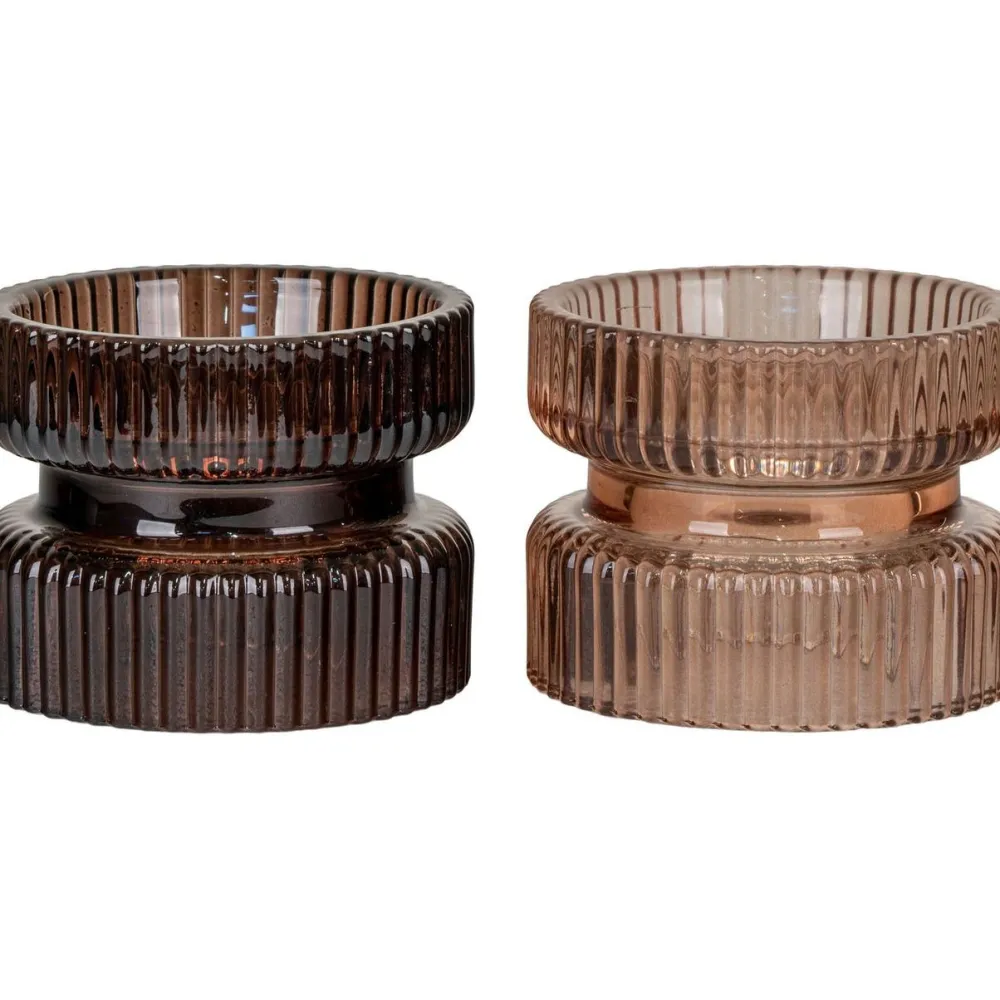 Clearance Kynttilänjalka/tuikkukuppi , ø9x7cm, 2kpl, meripihka/ruskea Lyhdyt