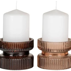 Clearance Kynttilänjalka/tuikkukuppi , ø9x7cm, 2kpl, meripihka/ruskea Lyhdyt