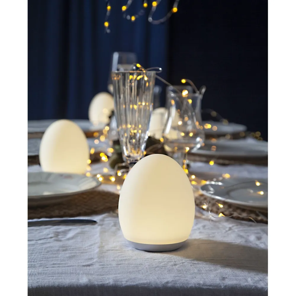 Outlet Ladattava LED-pöytävalaisin Oval Ø92x110 mm valkoinen Pöytävalaisimet