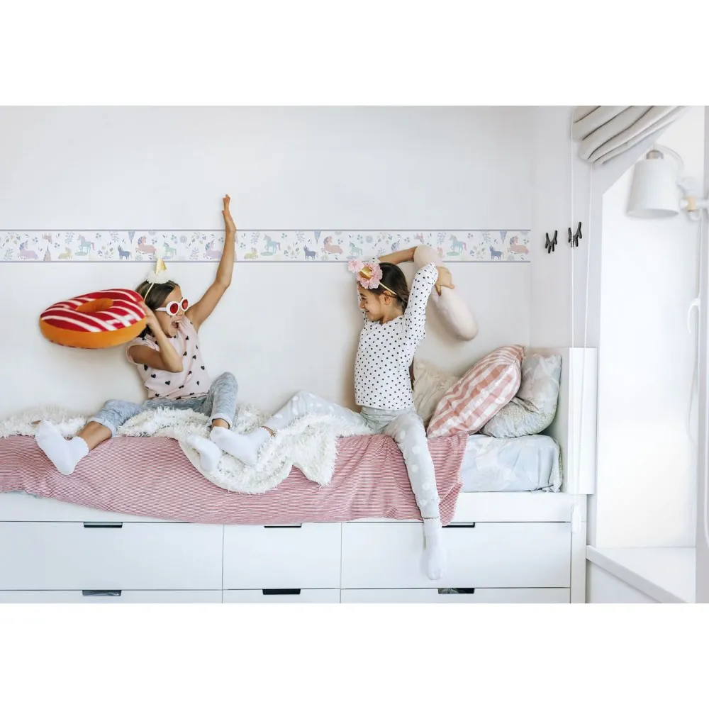 Lastenhuoneen boordi Kids Walls 45824, vinyylipinta, 0.18x5m, yksisarvinen, monivärinen*Tapetit.fi Hot