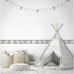 Best Lastenhuoneen boordi Kids Walls 45802, vinyylipinta, 0.18x5m, eläin, vihreä Tapettiboordit