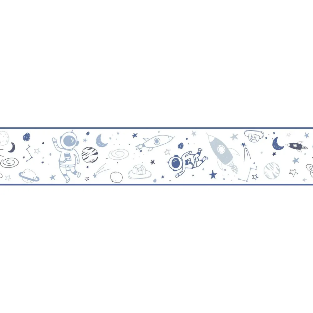 Hot Lastenhuoneen boordi Kids Walls 45849, vinyylipinta, 0.18x5m, avaruus, sininen Tapettiboordit