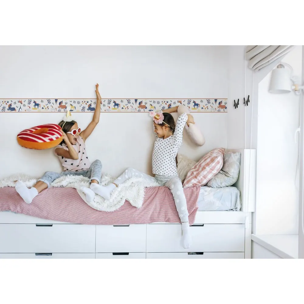Discount Lastenhuoneen boordi Kids Walls 45822, vinyylipinta, 0.18x5m, yksisarvinen, monivärinen Tapettiboordit