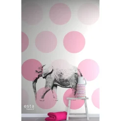 Lastenhuoneen tapetti PhotowallXL Elephant 158708 1860x2790 mm vaaleanpunainen*Esta Sale