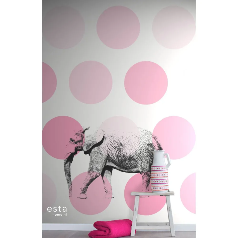 Lastenhuoneen tapetti PhotowallXL Elephant 158708 1860x2790 mm vaaleanpunainen*Esta Sale