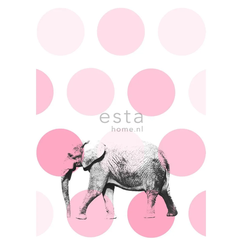 Lastenhuoneen tapetti PhotowallXL Elephant 158708 1860x2790 mm vaaleanpunainen*Esta Sale