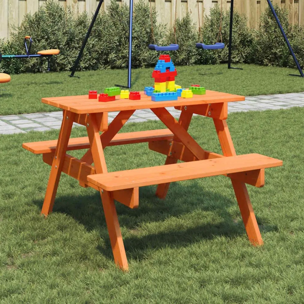 Lasten piknikpöytä, 4 lapselle, aurinkovarjoreikä, täysi kuusi, eri värejä (38276)*FinePRICE Online