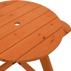 Lasten piknikpöytä 4 lapselle aurinkovarjo pyöreä täysi kuusi (81624)*FinePRICE
