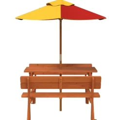 Lasten piknikpöytä 4 lapselle aurinkovarjolla täysi kuusi (81619)*FinePRICE New