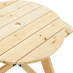 Discount Lasten piknikpöytä 4 lapselle aurinkovarjo pyöreä täysi kuusi (81622) Lasten Pihakalusteet