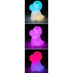 Lasten yöpöytävalaisin Dinoo 14cm, RGB, ladattava, valkoinen/moniväri*Rabalux Outlet