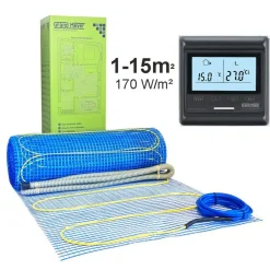 Lattialämmitysmatto 1 m², 170 W/m² + termostaatti HW800, eri kokoja*Grand Meyer Best