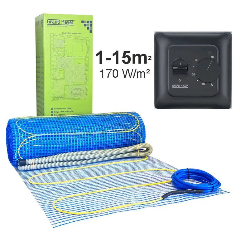 Outlet Lattialämmitysmatto , 170 W/m² + termostaatti MST-10, eri kokoja Lattialämmitysmatot|Lattialämmitys