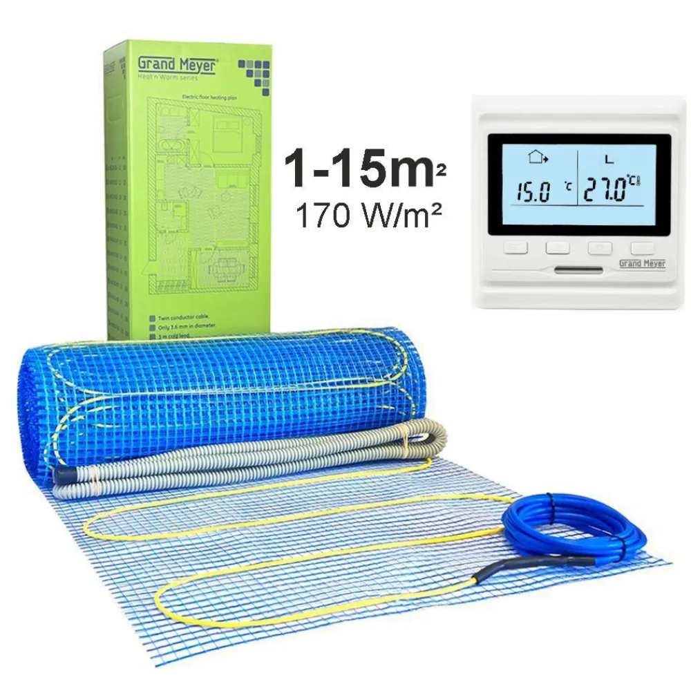 Outlet Lattialämmitysmatto , 170 W/m² + termostaatti HW500, eri kokoja Lattialämmitysmatot|Lattialämmitys