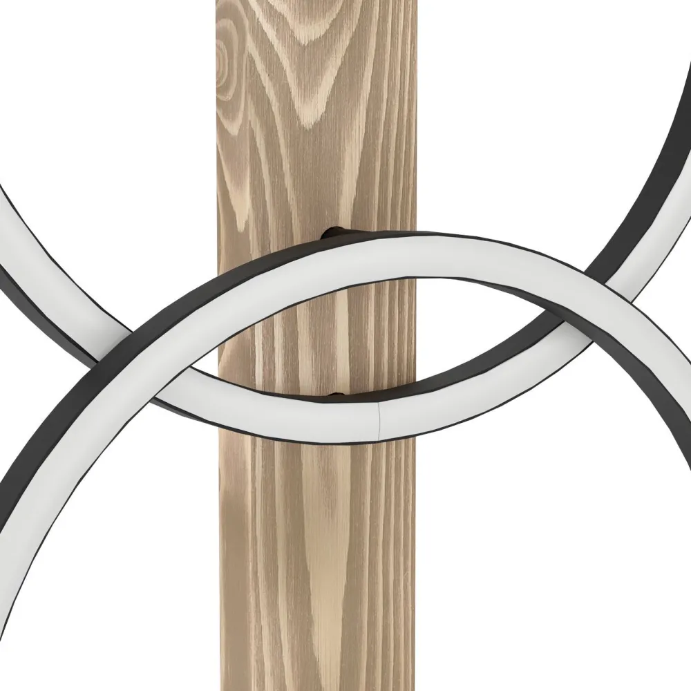 Lattiavalaisin Boyal, 150cm, 2xLED 12W, IP20, musta/puu Lattiavalaisimet