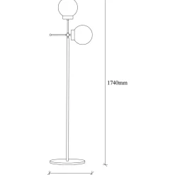 Lattiavalaisin Tachi 174 cm 2-osainen kulta*Linento Lighting