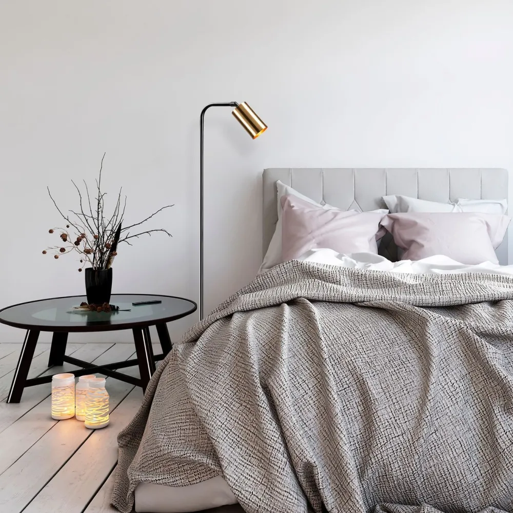 Discount Lattiavalaisin Emek 120 cm musta/kulta Lattiavalaisimet