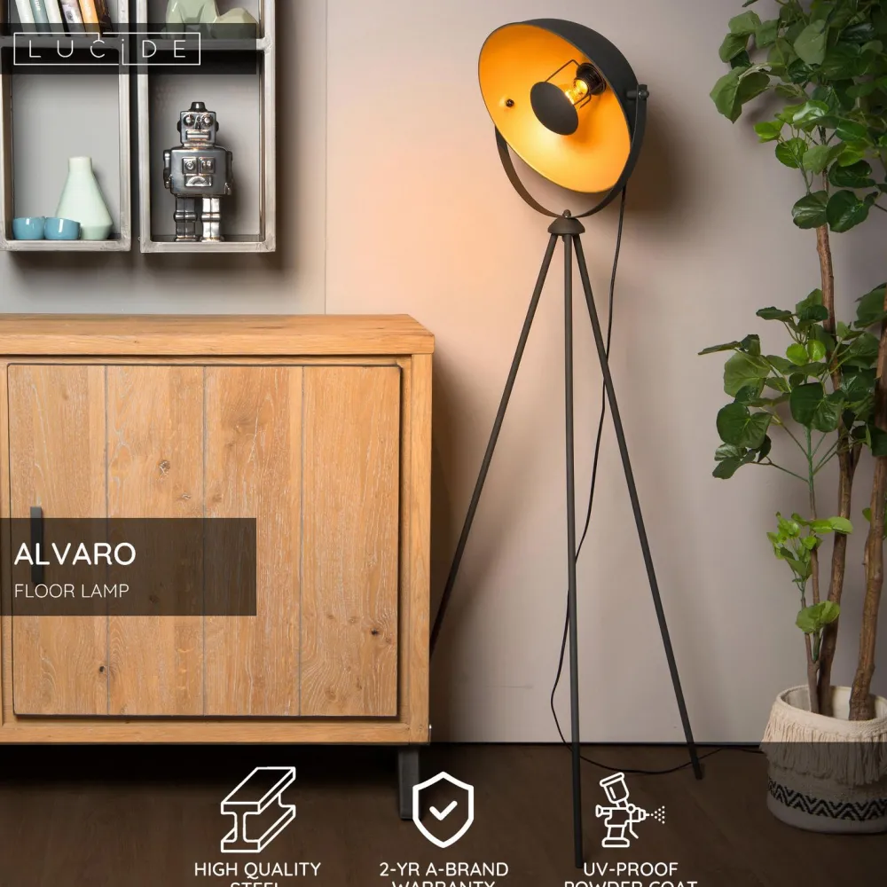 Discount Lattiavalaisin Alvaro, 34.5x66.5cm, IP20, musta Lattiavalaisimet