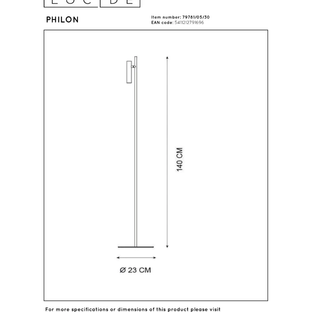 Lattiavalaisin Philon, Ø23cm, IP20, 4.5W, musta*Lucide Best