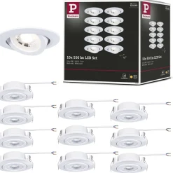 LED-alasvalo Ø82mm kääntyvä 70° 4.8W 10x450lm himmennettävä 3000K valkoinen, 10kpl/pkt*Paulmann Outlet