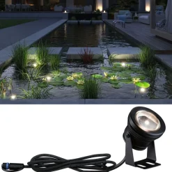 New LED-allasvalaisin Plug & Shine, IP68, 3000K, 5W, musta Suihkulähteet Ja Altaat