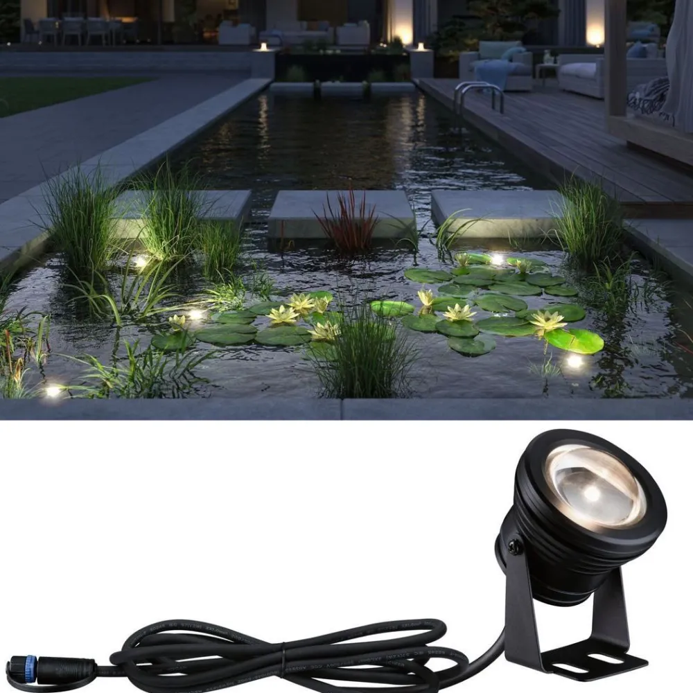 New LED-allasvalaisin Plug & Shine, IP68, 3000K, 5W, musta Suihkulähteet Ja Altaat