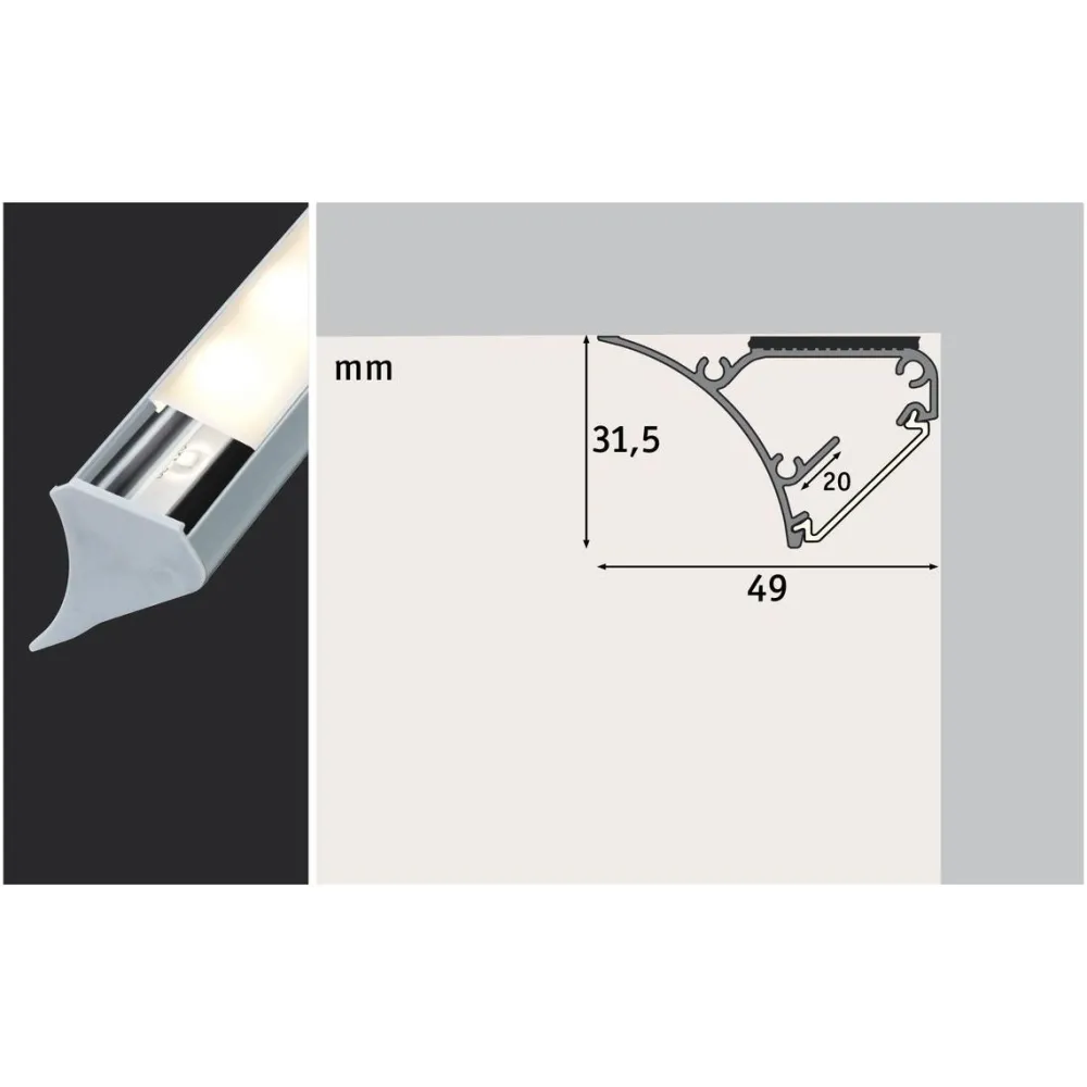 LED-Asennuslista Function Corner 2m harmaa*Paulmann New