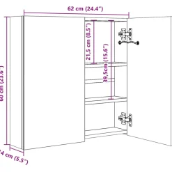 Led kylpyhuoneen peilikaappi 62x14x60 cm*FinePRICE Outlet