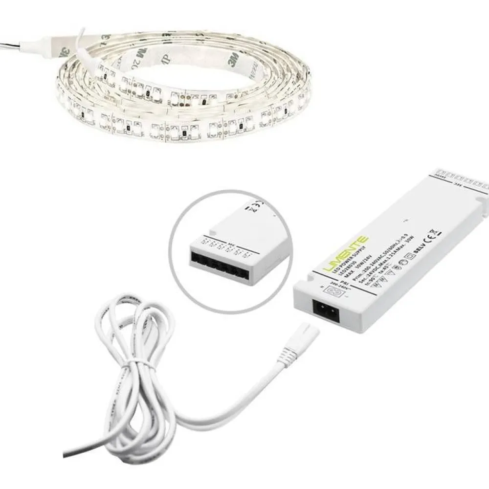 New LED-nauha 2 m IP20/IP44 24V 4000K + virtalähde Led-Nauhat
