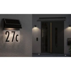 Best LED-numerovalaisin aurinkokennolla Neda, IP44, 3000K, musta Aurinkokennovalaisimet