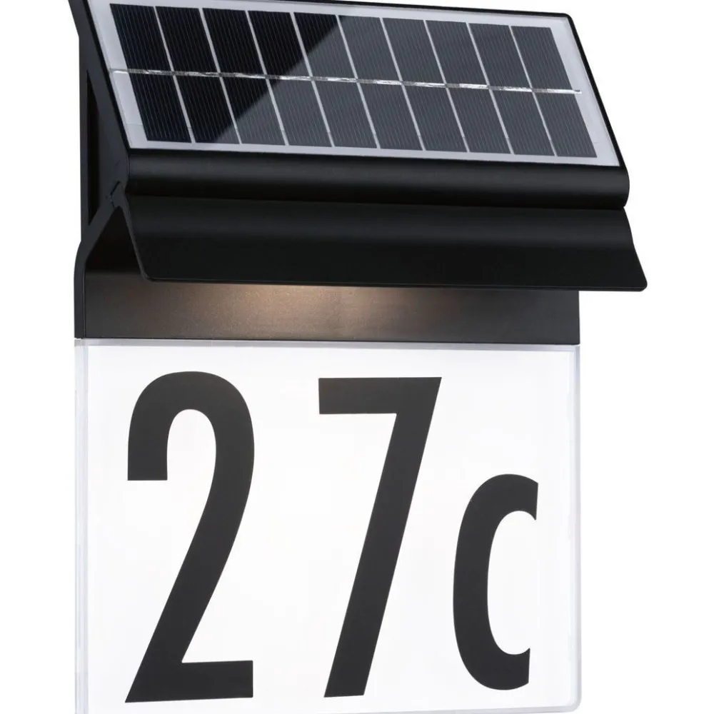 Best LED-numerovalaisin aurinkokennolla Neda, IP44, 3000K, musta Aurinkokennovalaisimet