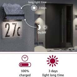 Best LED-numerovalaisin aurinkokennolla Neda, IP44, 3000K, musta Aurinkokennovalaisimet