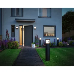 New LED-numerovalaisin liike- ja hämärätunnistimella Padea, Smart Home Zigbee 3.0, RGBW+, IP44, antrasiitti Älyvalaisimet Ulos