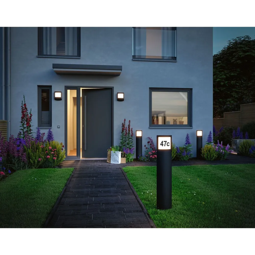 New LED-numerovalaisin liike- ja hämärätunnistimella Padea, Smart Home Zigbee 3.0, RGBW+, IP44, antrasiitti Älyvalaisimet Ulos