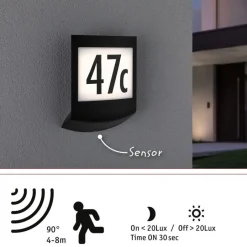 New LED-numerovalaisin liike- ja hämärätunnistimella Padea, Smart Home Zigbee 3.0, RGBW+, IP44, antrasiitti Älyvalaisimet Ulos