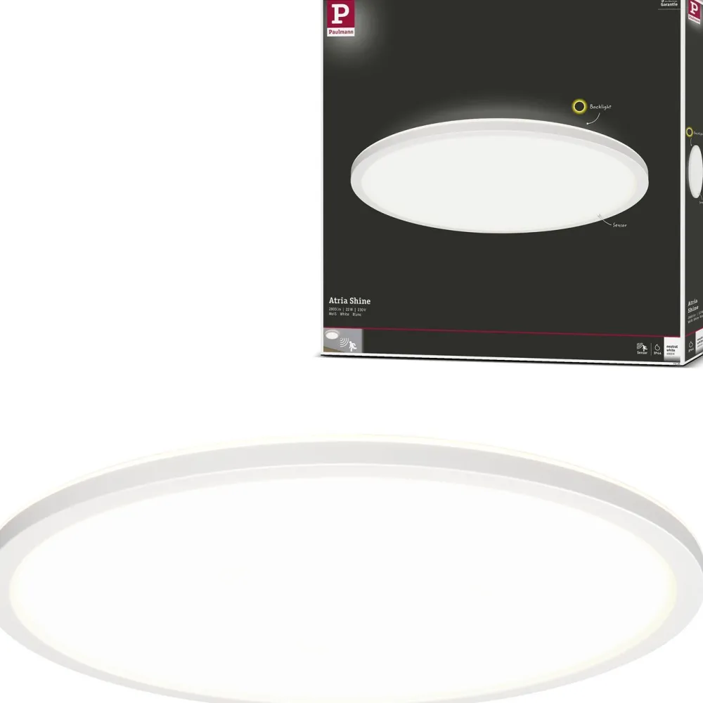LED-paneeli Atria Shine Backlight Ø420mm liiketunnistin IP44 4000K valkoinen, eri kokoja*Paulmann Clearance