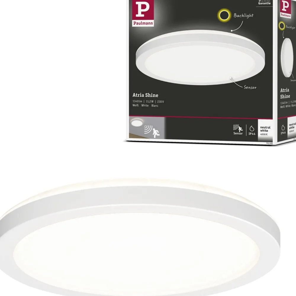 LED-paneeli Atria Shine Backlight Ø420mm liiketunnistin IP44 4000K valkoinen, eri kokoja*Paulmann Clearance
