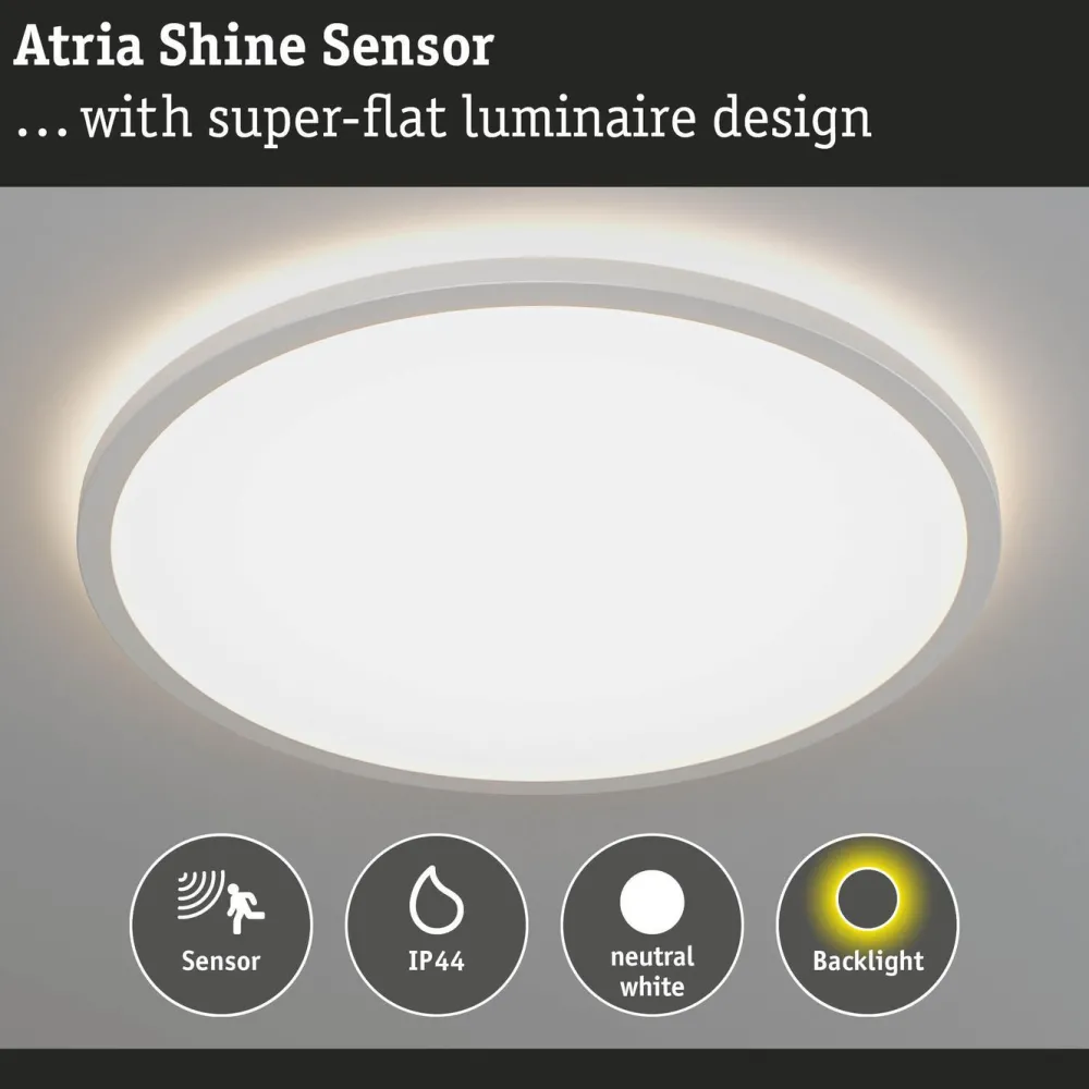 LED-paneeli Atria Shine Backlight Ø420mm liiketunnistin IP44 4000K valkoinen, eri kokoja*Paulmann Clearance