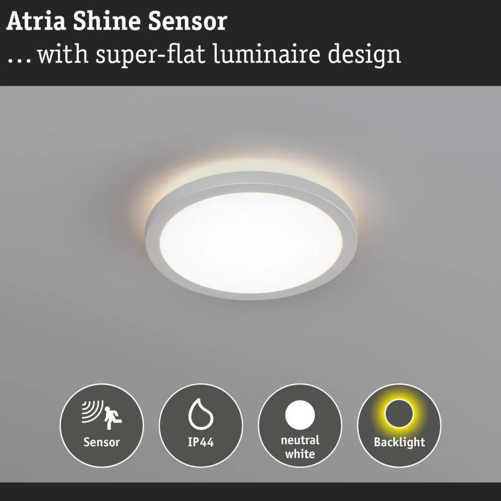 LED-paneeli Atria Shine Backlight Ø420mm liiketunnistin IP44 4000K valkoinen, eri kokoja*Paulmann Clearance