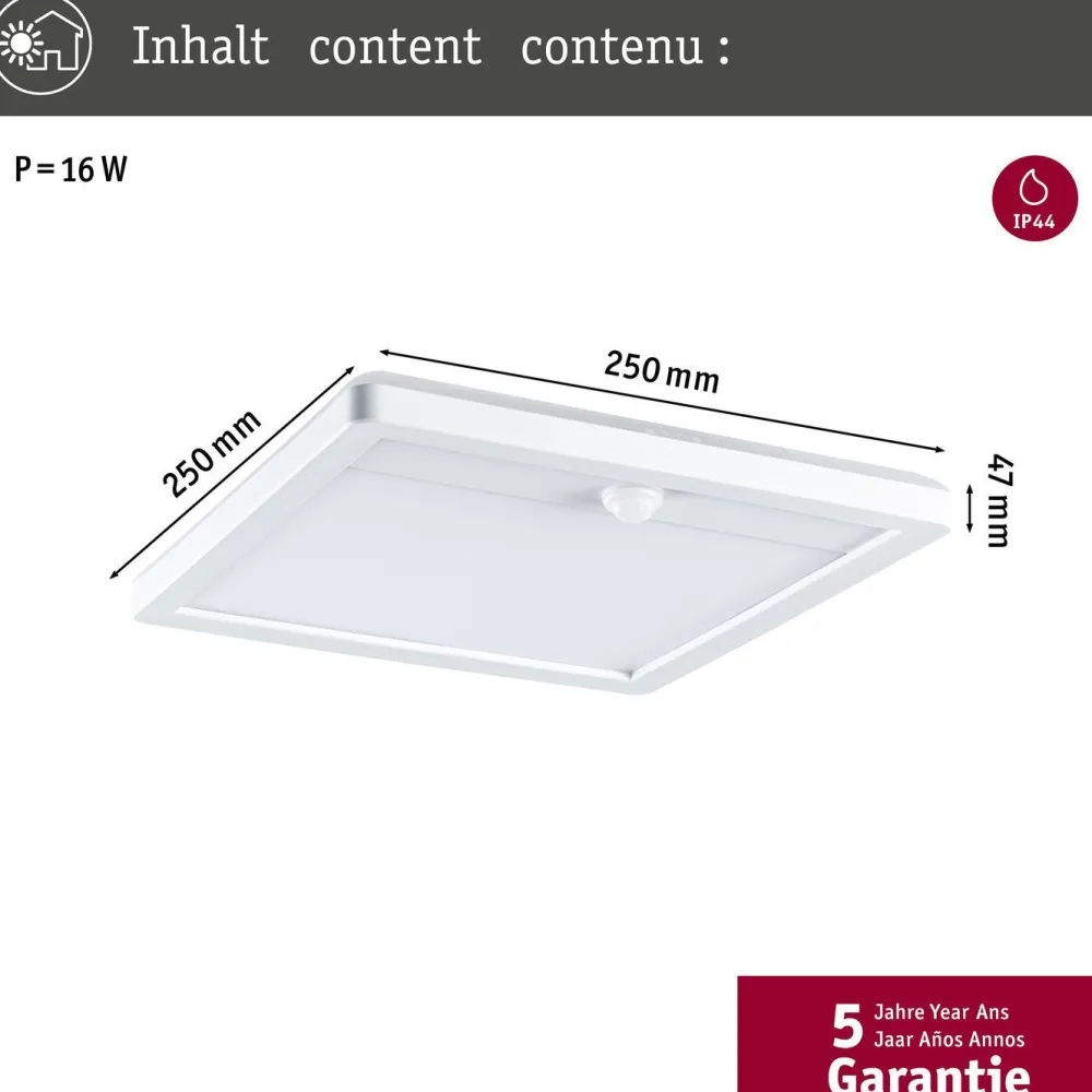 Sale LED-paneeli ulkokäyttöön Lamina, IP44, 25x25cm, liiketunnistin, hämärätunnistin, säädettävä värilämpötila, eri värejä Kattovalaisimet|Kattovalaisimet Ulos