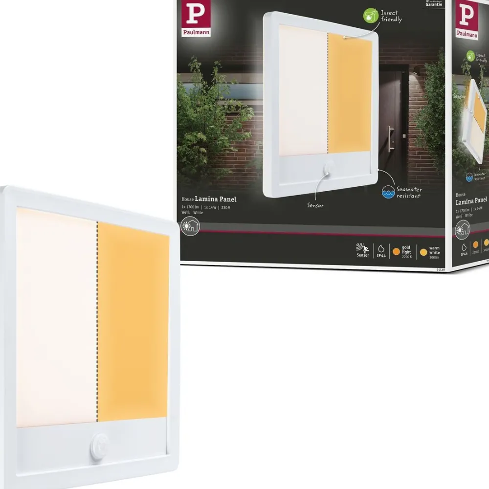 Sale LED-paneeli ulkokäyttöön Lamina, IP44, 25x25cm, liiketunnistin, hämärätunnistin, säädettävä värilämpötila, eri värejä Kattovalaisimet|Kattovalaisimet Ulos