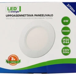 LED-paneelivalaisin 6216, 6W, 3500K, Ø120mm*LED Energie Clearance
