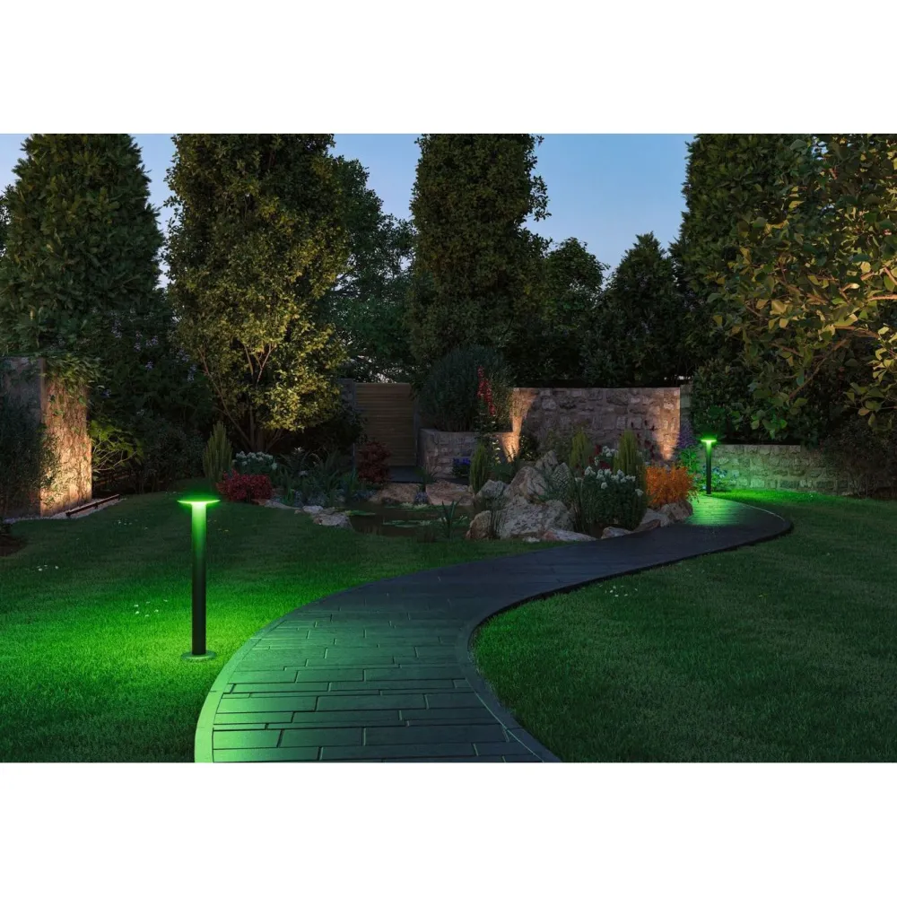 Clearance LED-pollarivalaisin Plug & Shine Plate, Smart Home Zigbee 3.0, IP44, RGBW+, 5W, antrasiitti Älyvalaisimet Ulos